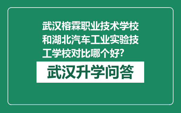 武汉榕霖职业技术学校和湖北汽车工业实验技工学校对比哪个好？