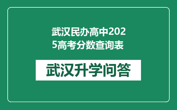 武汉民办高中2025高考分数查询表
