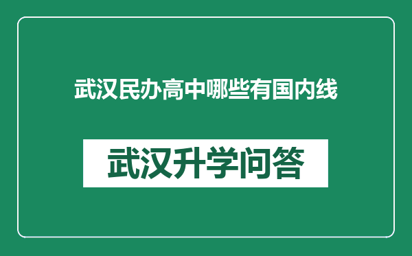 武汉民办高中哪些有国内线