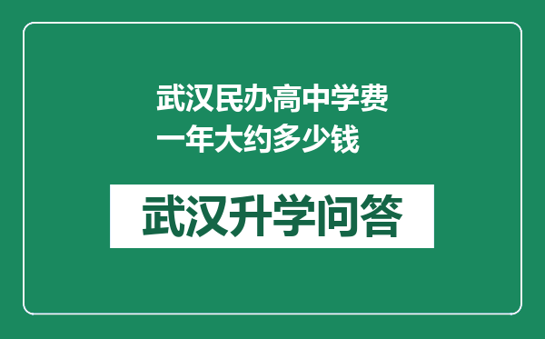 武汉民办高中学费一年大约多少钱