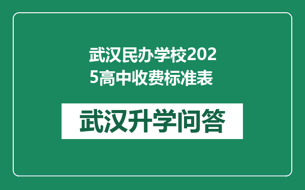 武汉民办学校2025高中收费标准表