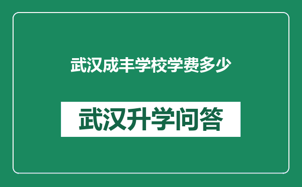 武汉成丰学校学费多少
