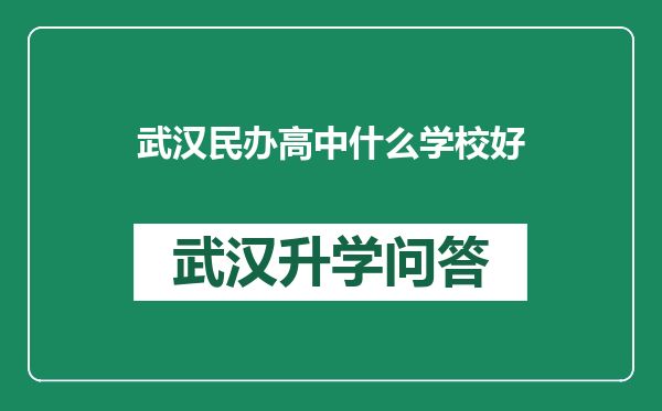武汉民办高中什么学校好
