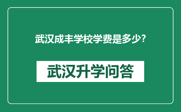 武汉成丰学校学费是多少？