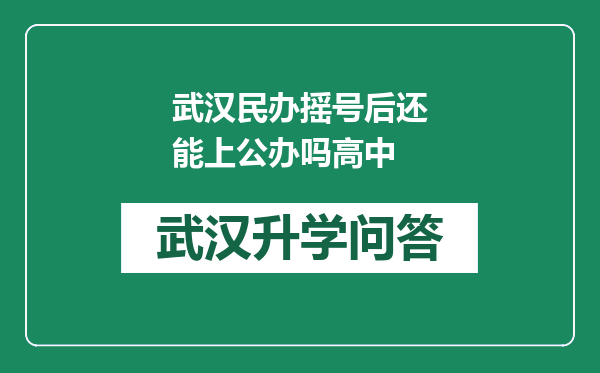 武汉民办摇号后还能上公办吗高中