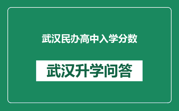 武汉民办高中入学分数