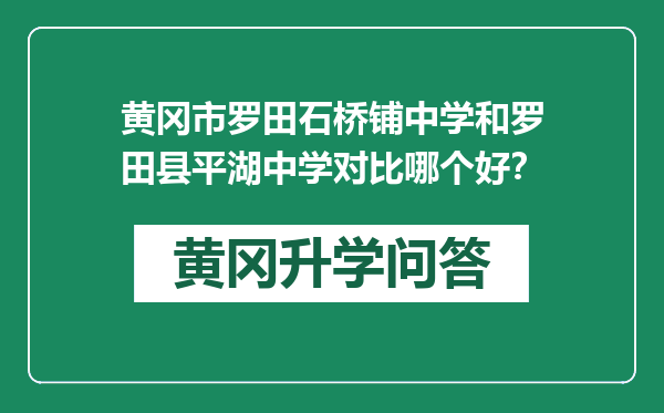 黄冈市罗田石桥铺中学和罗田县平湖中学对比哪个好？