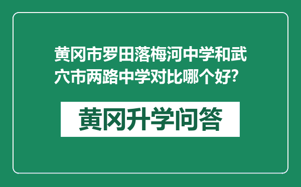 黄冈市罗田落梅河中学和武穴市两路中学对比哪个好？