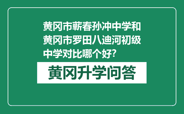 黄冈市蕲春孙冲中学和黄冈市罗田八迪河初级中学对比哪个好？