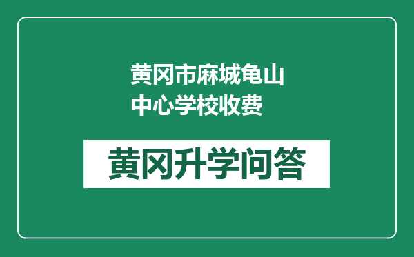 黄冈市麻城龟山中心学校收费