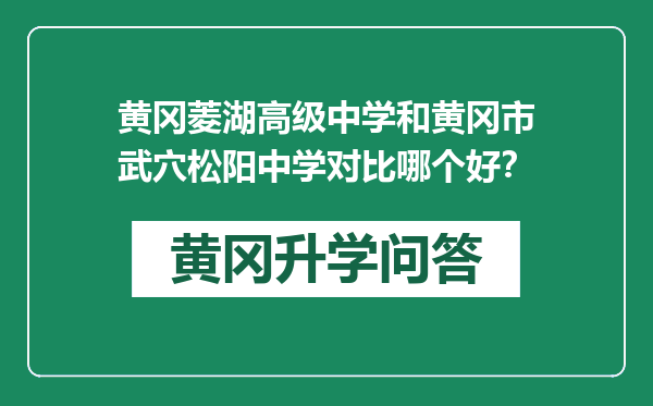 黄冈菱湖高级中学和黄冈市武穴松阳中学对比哪个好？