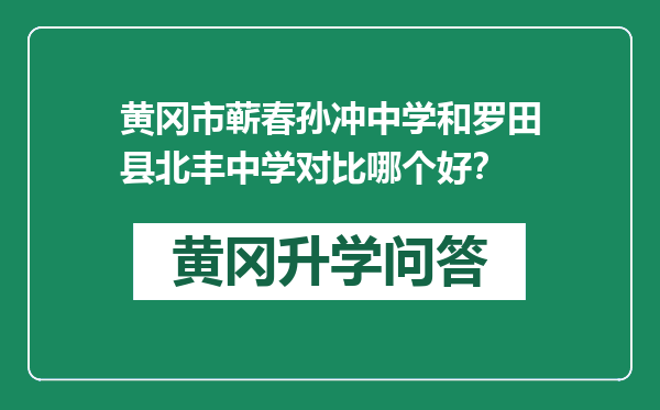 黄冈市蕲春孙冲中学和罗田县北丰中学对比哪个好？