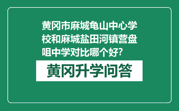 黄冈市麻城龟山中心学校和麻城盐田河镇营盘咀中学对比哪个好？