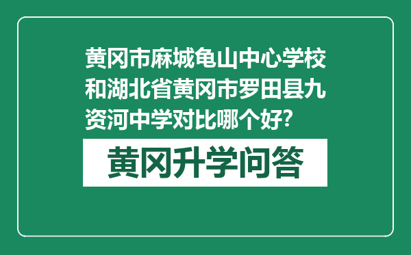 黄冈市麻城龟山中心学校和湖北省黄冈市罗田县九资河中学对比哪个好？
