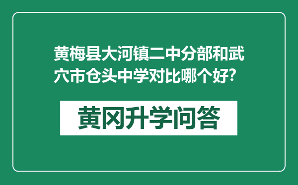 黄梅县大河镇二中分部和武穴市仓头中学对比哪个好？