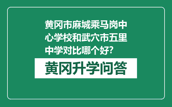 黄冈市麻城乘马岗中心学校和武穴市五里中学对比哪个好？