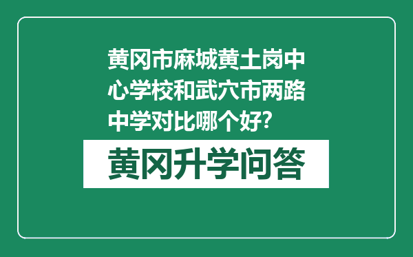 黄冈市麻城黄土岗中心学校和武穴市两路中学对比哪个好？
