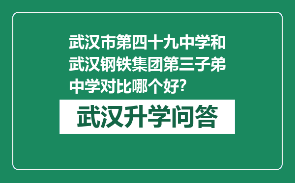 武汉市第四十九中学和武汉钢铁集团第三子弟中学对比哪个好？
