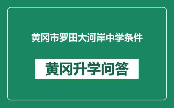 黄冈市罗田大河岸中学条件