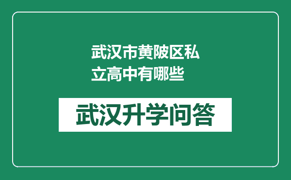 武汉市黄陂区私立高中有哪些