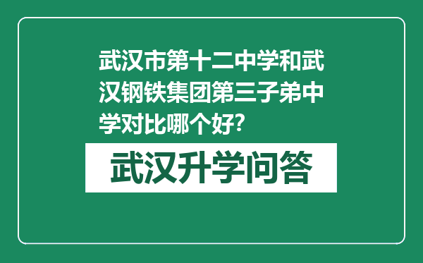 武汉市第十二中学和武汉钢铁集团第三子弟中学对比哪个好？