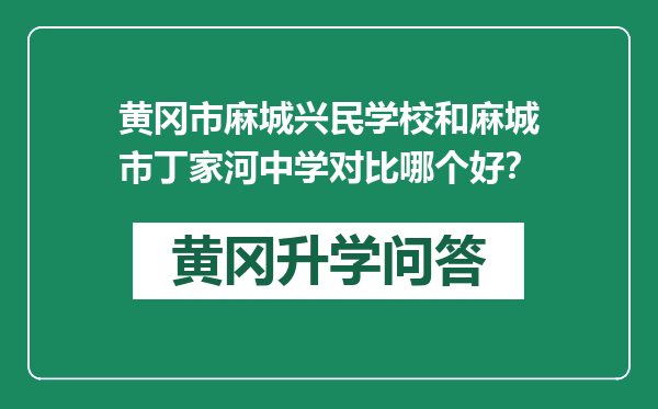 黄冈市麻城兴民学校和麻城市丁家河中学对比哪个好？