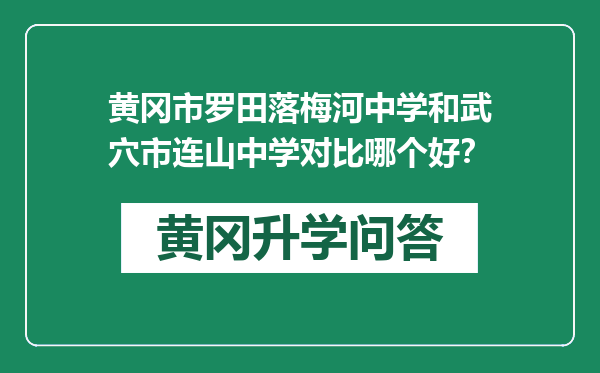 黄冈市罗田落梅河中学和武穴市连山中学对比哪个好？