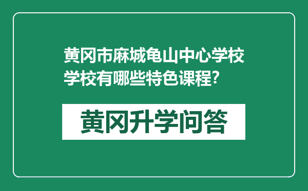 黄冈市麻城龟山中心学校学校有哪些特色课程？