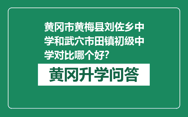黄冈市黄梅县刘佐乡中学和武穴市田镇初级中学对比哪个好？