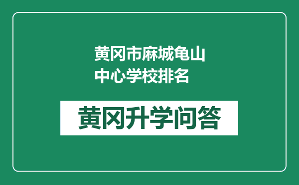 黄冈市麻城龟山中心学校排名