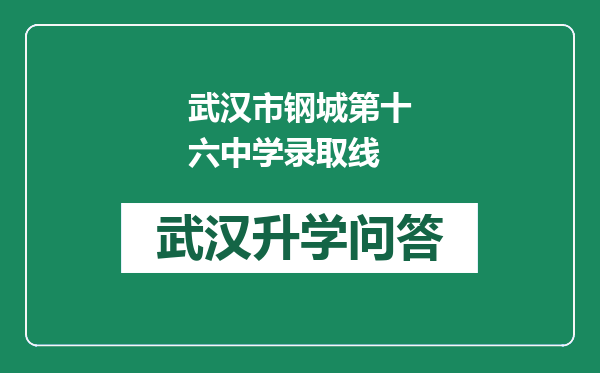 武汉市钢城第十六中学录取线