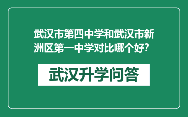 武汉市第四中学和武汉市新洲区第一中学对比哪个好？