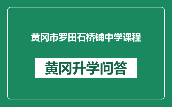 黄冈市罗田石桥铺中学课程