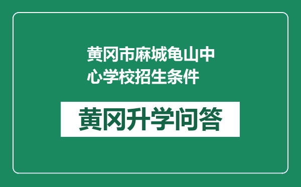 黄冈市麻城龟山中心学校招生条件