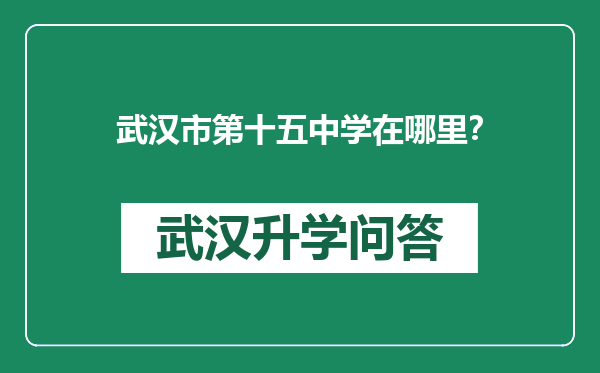 武汉市第十五中学在哪里？