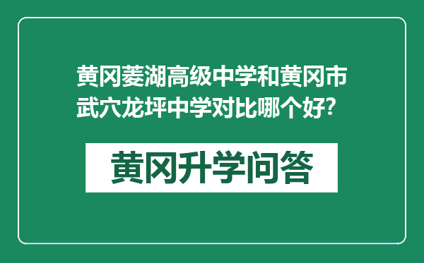 黄冈菱湖高级中学和黄冈市武穴龙坪中学对比哪个好？