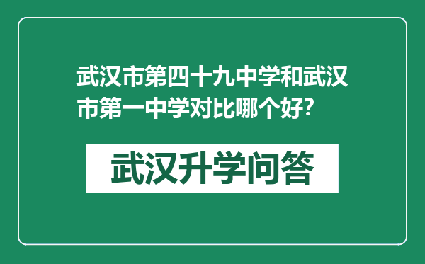 武汉市第四十九中学和武汉市第一中学对比哪个好？