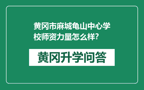 黄冈市麻城龟山中心学校师资力量怎么样？
