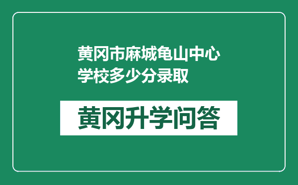 黄冈市麻城龟山中心学校多少分录取