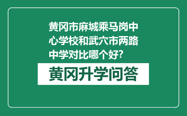 黄冈市麻城乘马岗中心学校和武穴市两路中学对比哪个好？