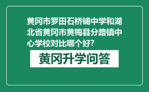 黄冈市罗田石桥铺中学和湖北省黄冈市黄梅县分路镇中心学校对比哪个好？