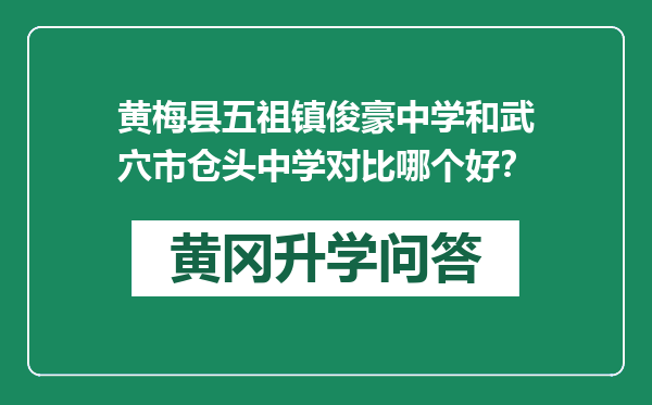 黄梅县五祖镇俊豪中学和武穴市仓头中学对比哪个好？