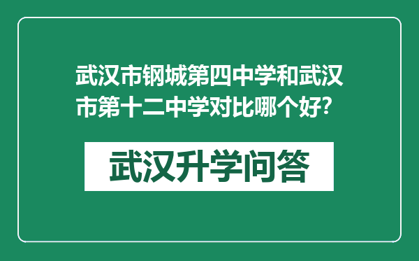 武汉市钢城第四中学和武汉市第十二中学对比哪个好？
