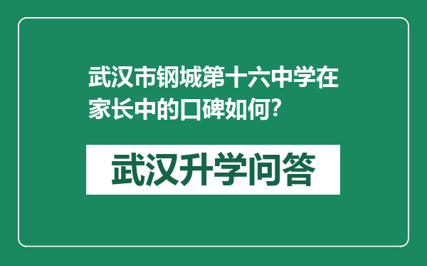 武汉市钢城第十六中学在家长中的口碑如何？