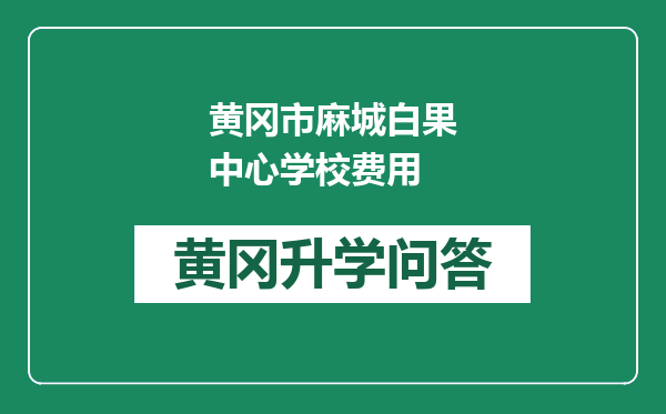 黄冈市麻城白果中心学校费用