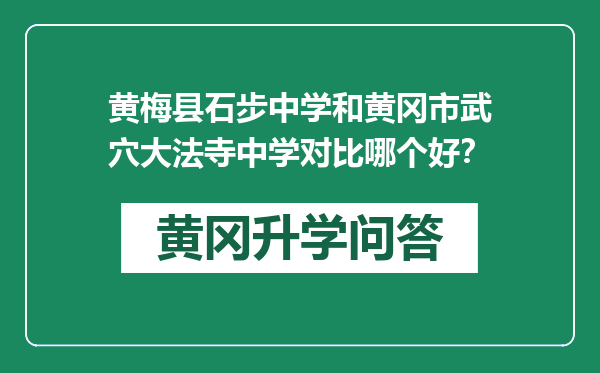 黄梅县石步中学和黄冈市武穴大法寺中学对比哪个好？