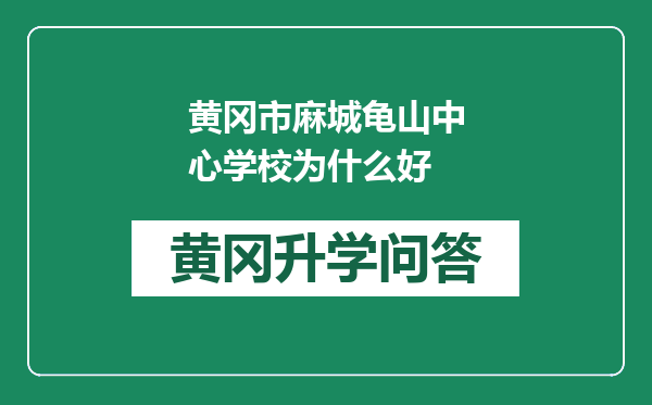 黄冈市麻城龟山中心学校为什么好