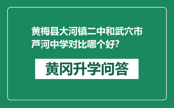 黄梅县大河镇二中和武穴市芦河中学对比哪个好？