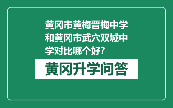 黄冈市黄梅晋梅中学和黄冈市武穴双城中学对比哪个好？