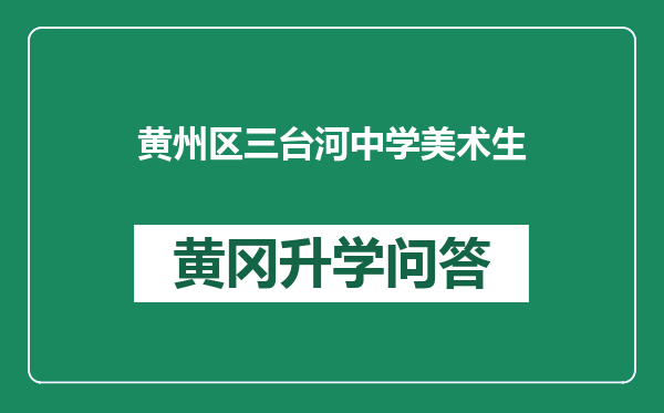 黄州区三台河中学美术生